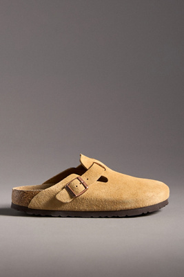 Birkenstock Beige Narrow Boston Soft Footbed Slip-on Loafers In Brown