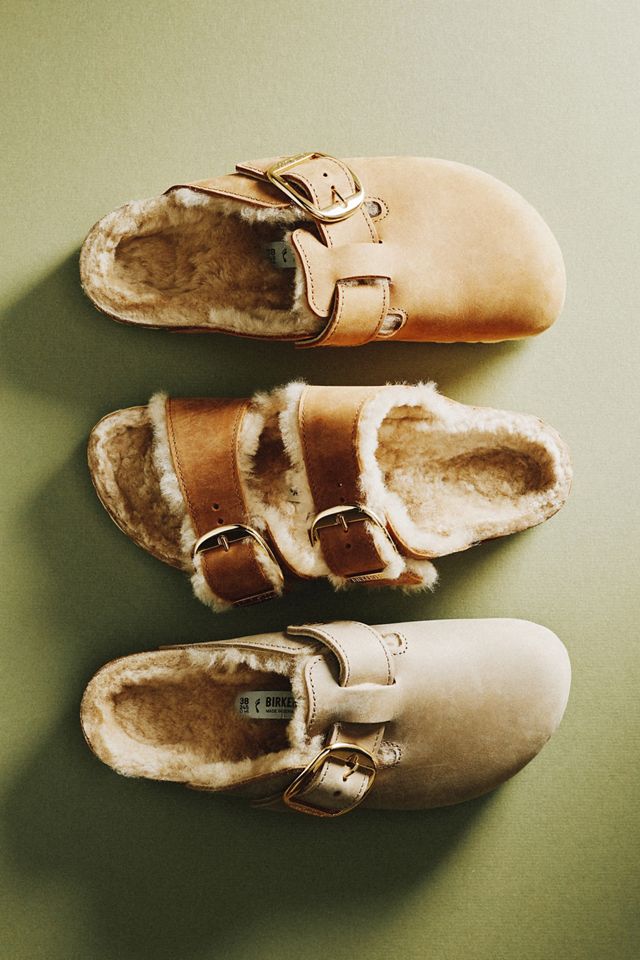 Birkenstock Boston Big Buckle Shearling Clogs | Anthropologie