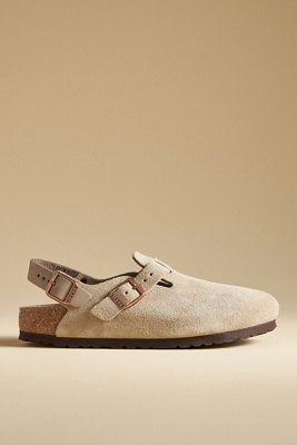 Birkenstock Tokio Unisex Suede Sabot Shoes In Beige