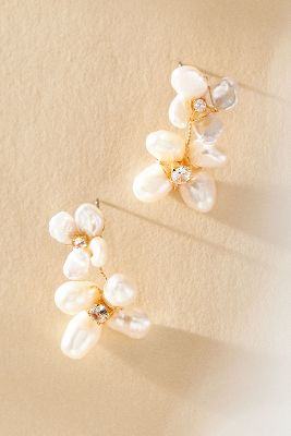 Shop By Anthropologie Heishi Pearl Flower Cluster Drop Earrings In White