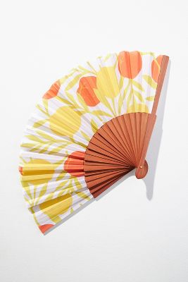 Shop Anthropologie Breezy Beach Printed Hand Fan In Multicolor