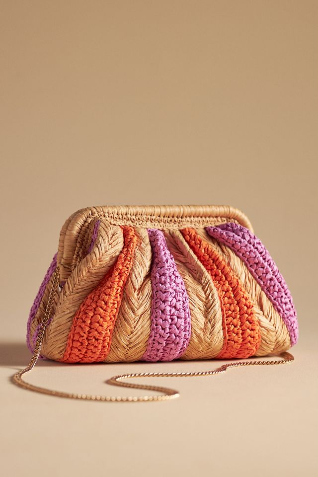Frankie Clutch: Striped Raffia Edition #1
