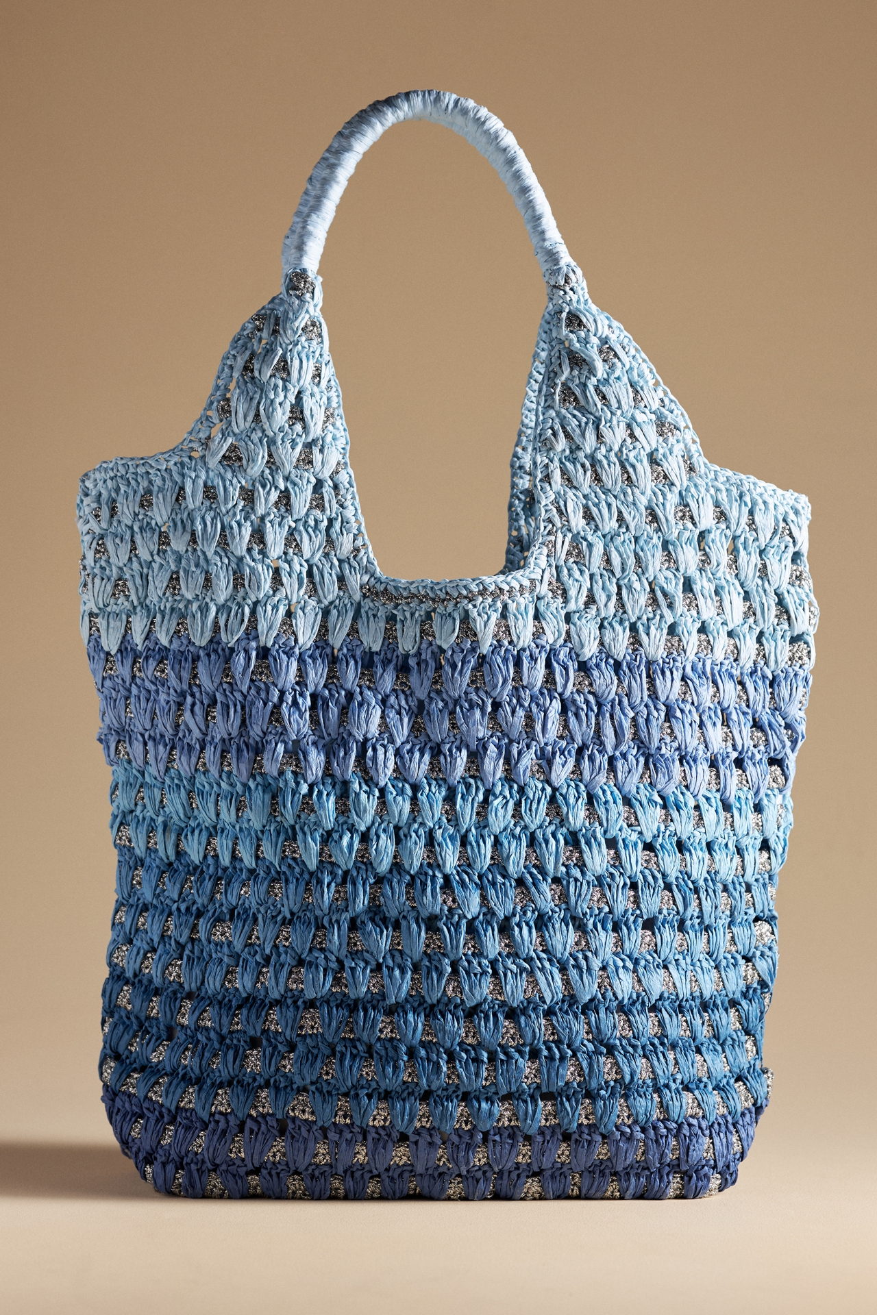 Gradient Beach Raffia Hobo Bag