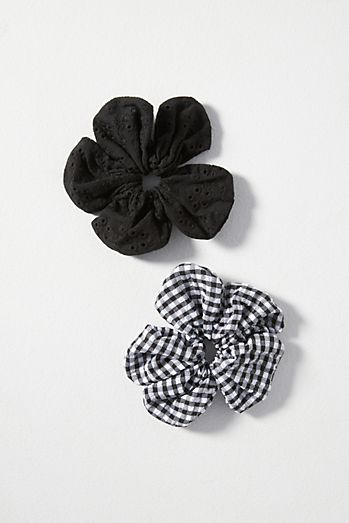 Flower Hair Scrunchies, Set of 2