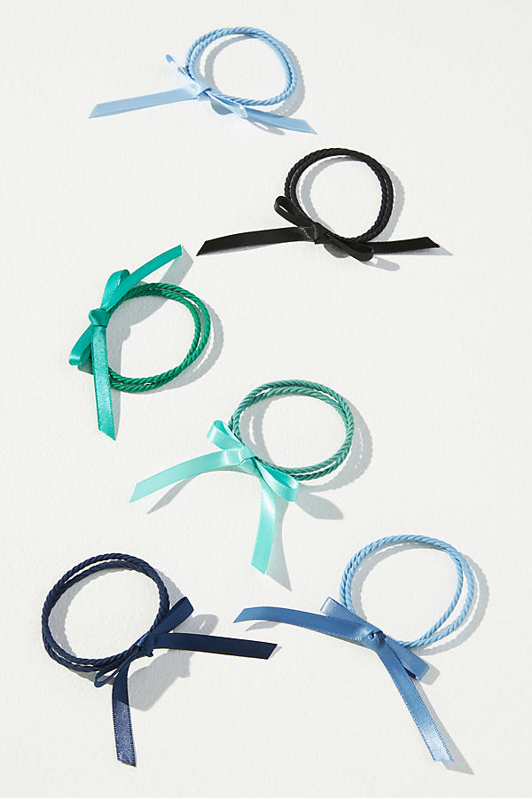 Shop By Anthropologie Satin Twist Hair Ties, Set Of 6 In Blue