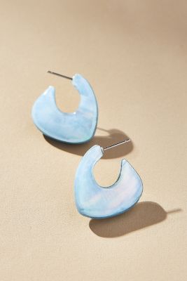 Shop By Anthropologie Small Mother-of-pearl Hoop Earrings In Blue