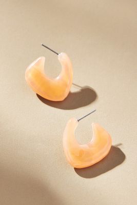 Shop By Anthropologie Small Mother-of-pearl Hoop Earrings In Orange