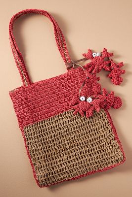 Shop By Anthropologie Raffia Icon Tote In Red
