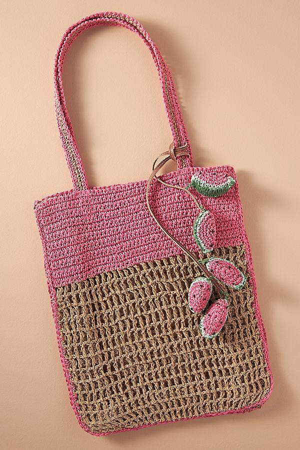 Shop By Anthropologie Raffia Icon Tote In Pink