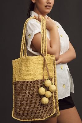 Shop By Anthropologie Raffia Icon Tote In Yellow