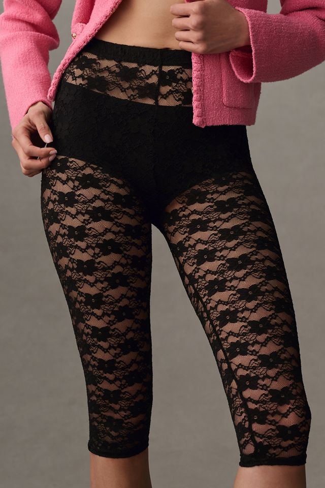 By Anthropologie Lace Capri Tights #1