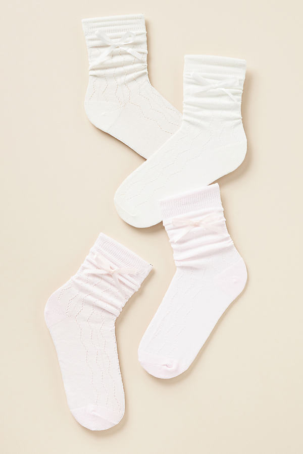 Shop Anthropologie Bow Socks, Set Of 2 In White