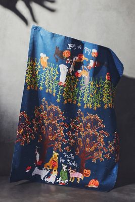 Shop Anthropologie Trick Or Treat Tea Towel In Multicolor