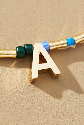 By Anthropologie Multicolor Beaded Monogram Necklace In Alphabet