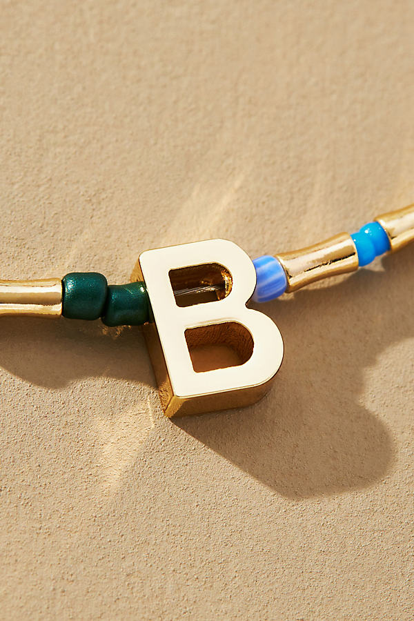 Gold-Plated Multicoloured Beaded Monogram Necklace