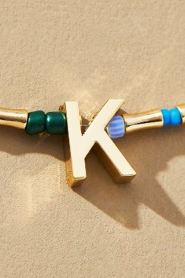 By Anthropologie Multicolor Beaded Monogram Necklace