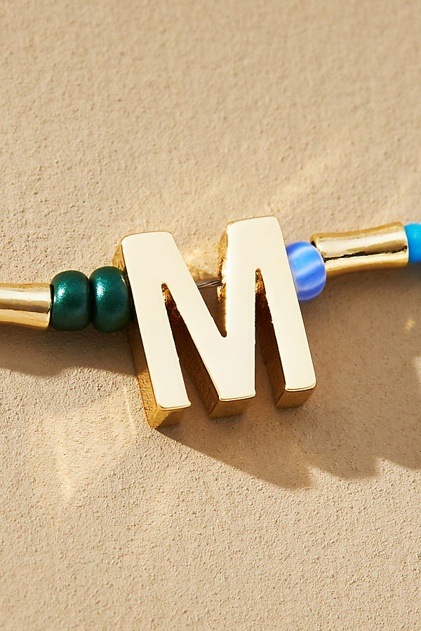 Gold-Plated Multicoloured Beaded Monogram Necklace