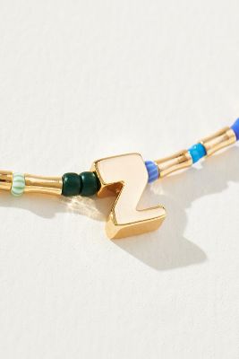 By Anthropologie Multicolor Beaded Monogram Necklace