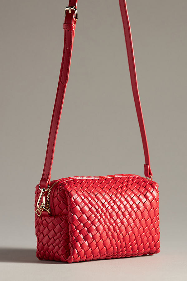 Shop Anthropologie Boxy Woven Shoulder Bag In Red