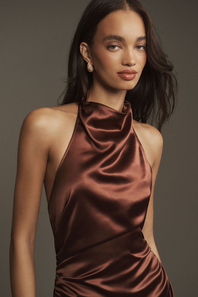 BHLDN Holly Halter Stretch Satin Midi Dress #2