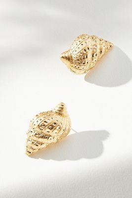 By Anthropologie Conch Shell Post Earrings In Gold