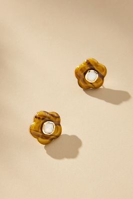 Shop By Anthropologie Mod Floral Post Earrings In Brown
