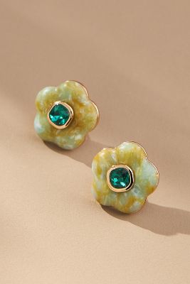 By Anthropologie Mod Floral Post Earrings In Mint