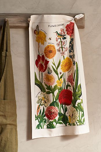 Vintage Flower Garden Dish Towel