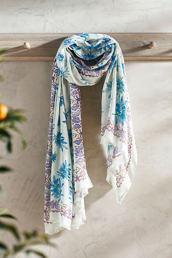 Terrain Olive Branches Scarf In Blue