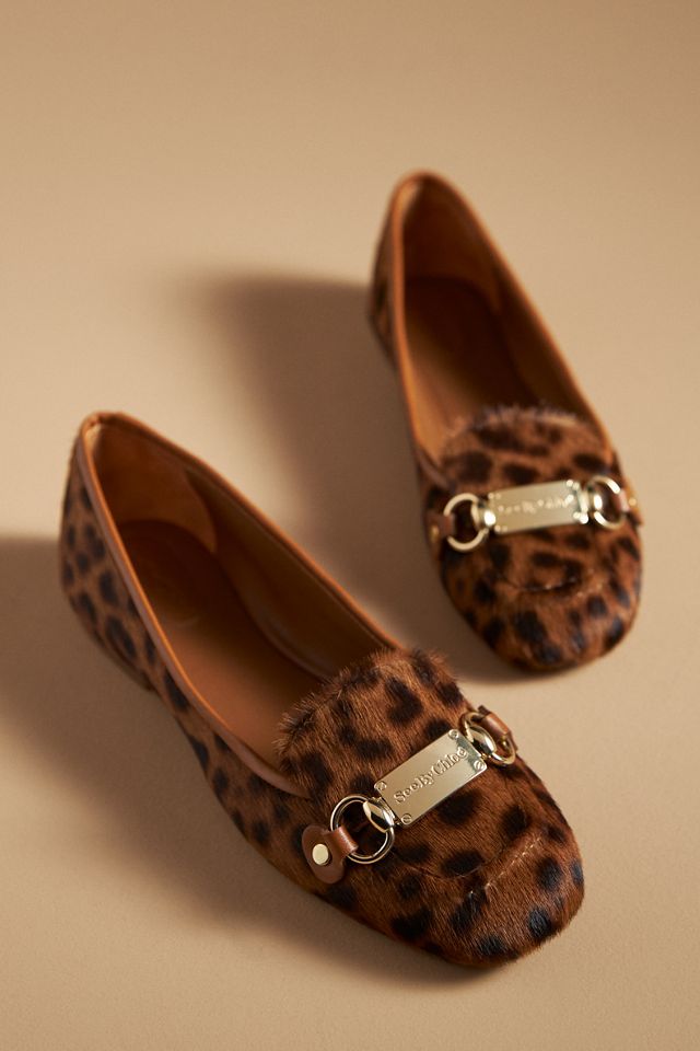See By Chloé Leopard Logo-Chain Ballerina Loafers #1