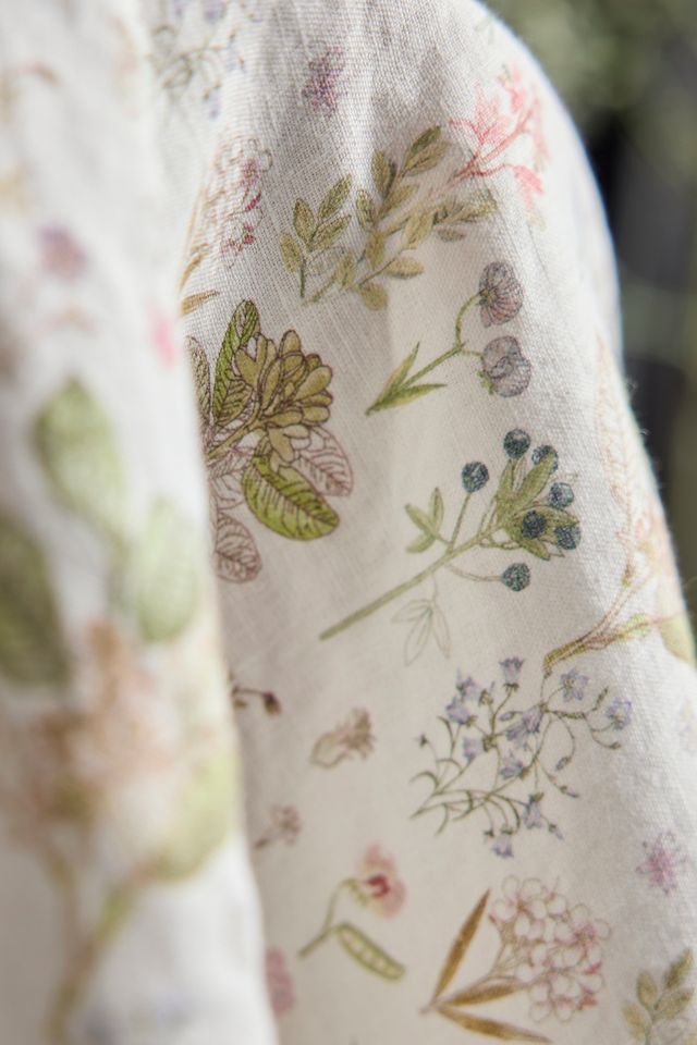 Botanical White Linen Dish Towel #1