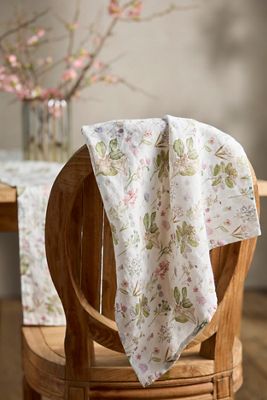 Botanical White Linen Dish Towel