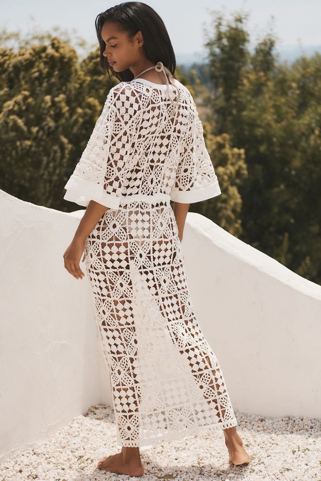 By Anthropologie Crochet Tie-Waist Kaftan #1