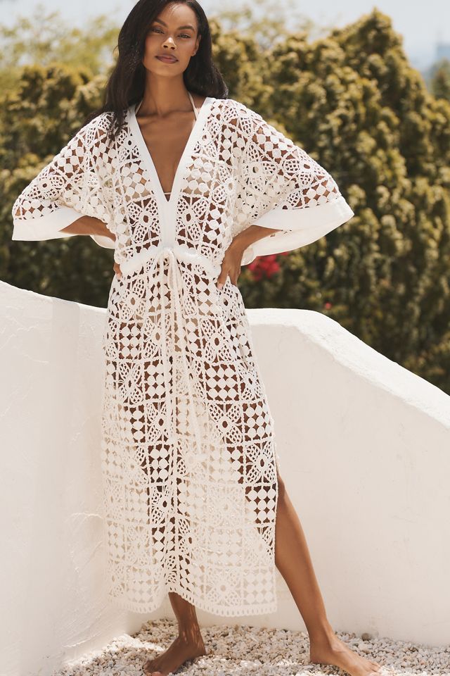 By Anthropologie Crochet Tie-Waist Kaftan #3