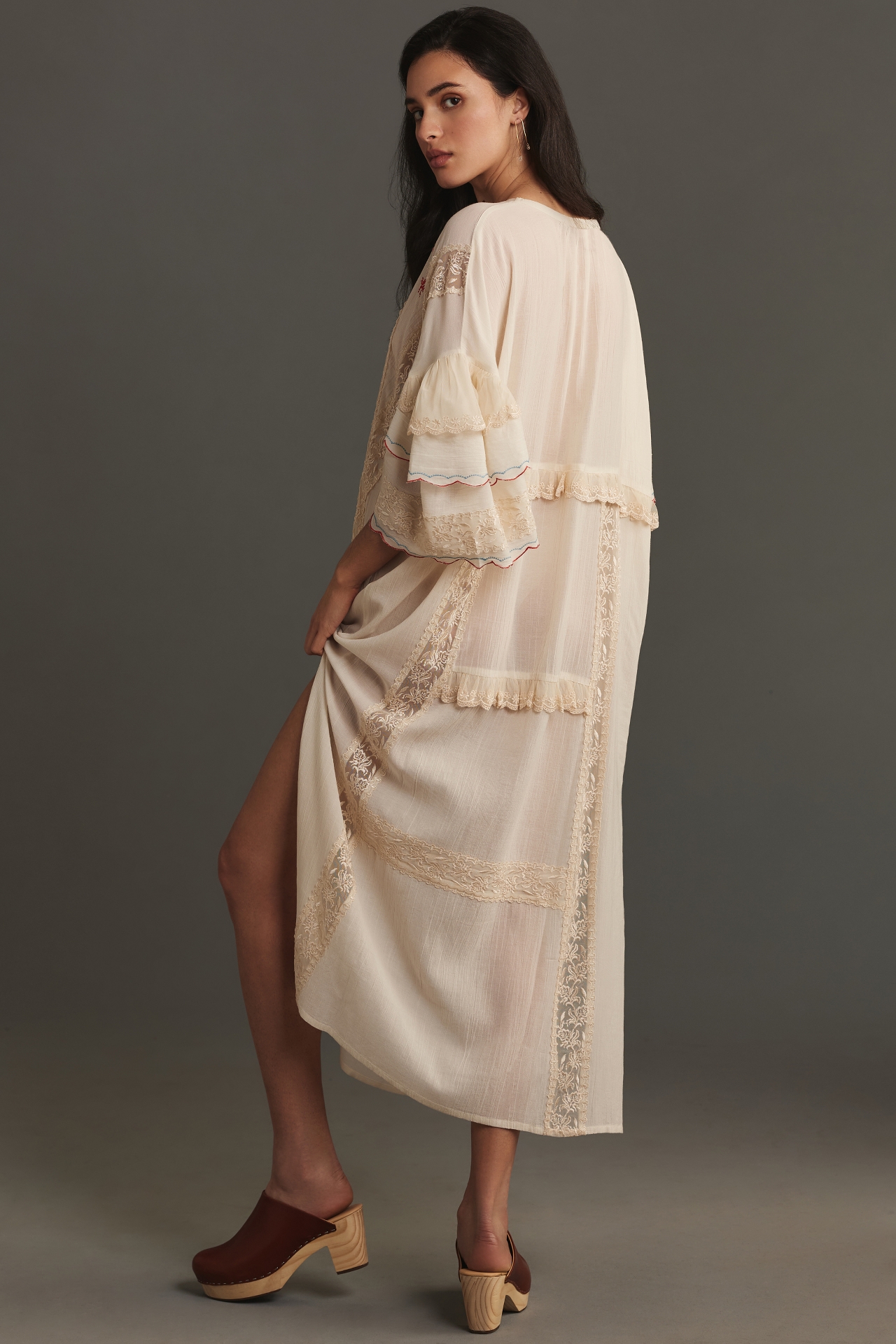 By Anthropologie Embroidered Sheer Kaftan