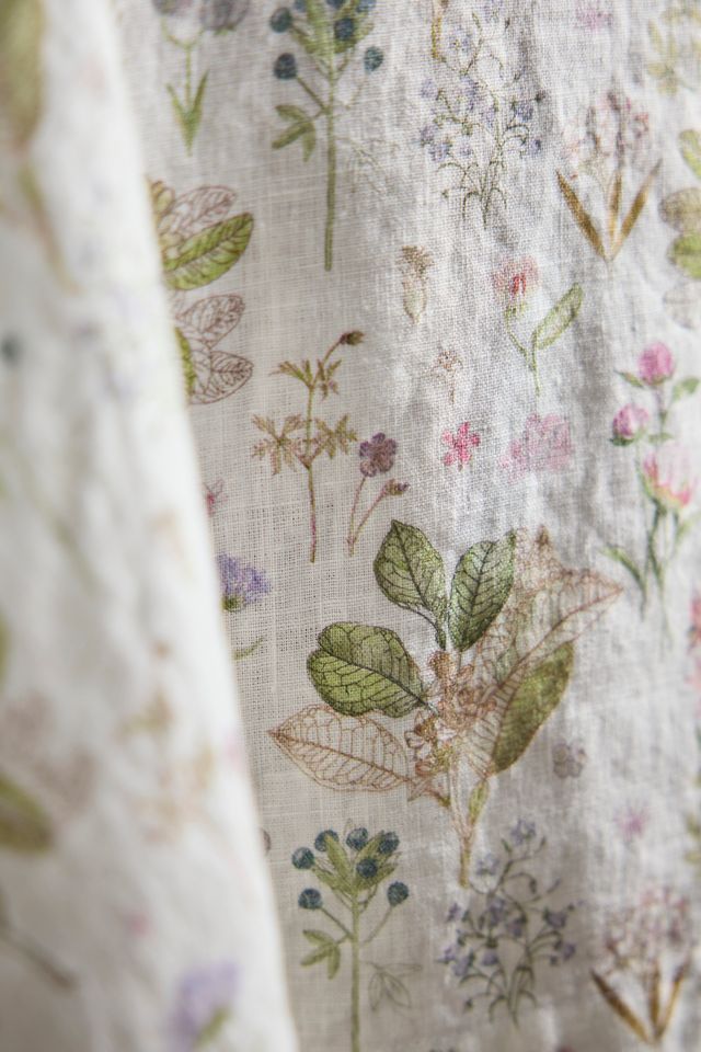 Botanical White Linen Tablecloth #1