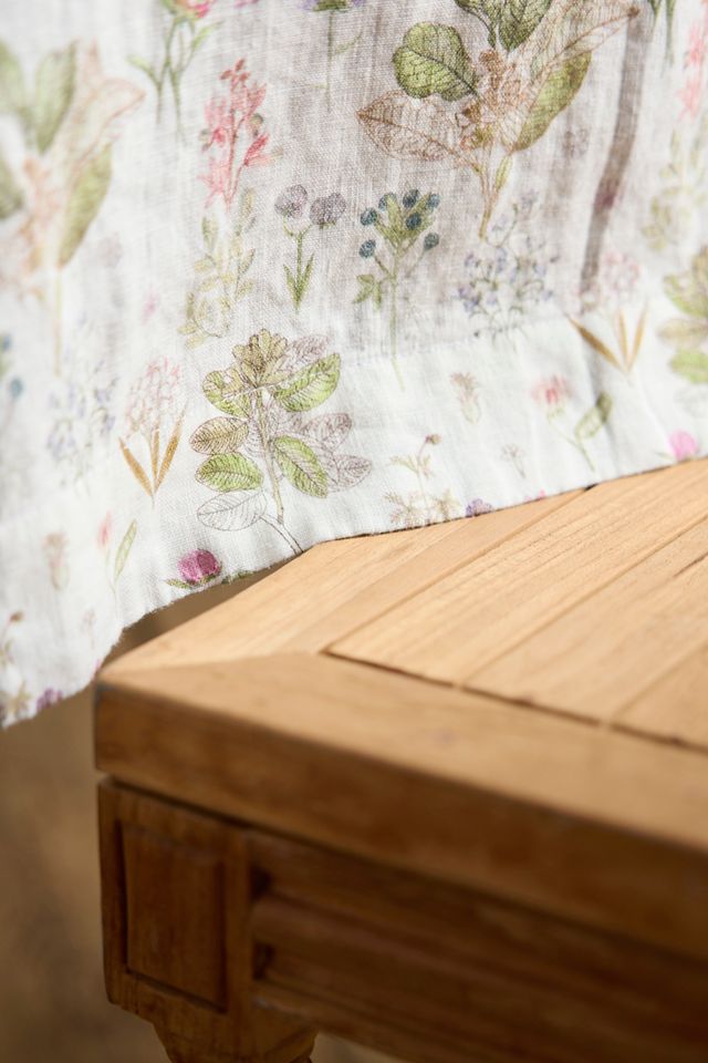 Botanical White Linen Tablecloth #3