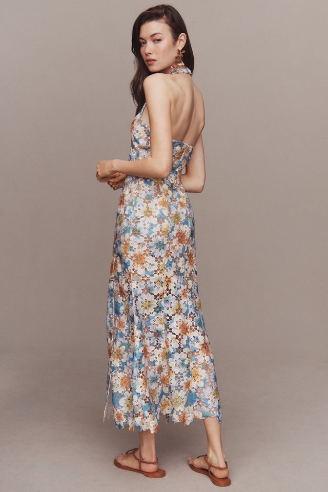 Nestel Flock Halter Midi Dress - Lilac