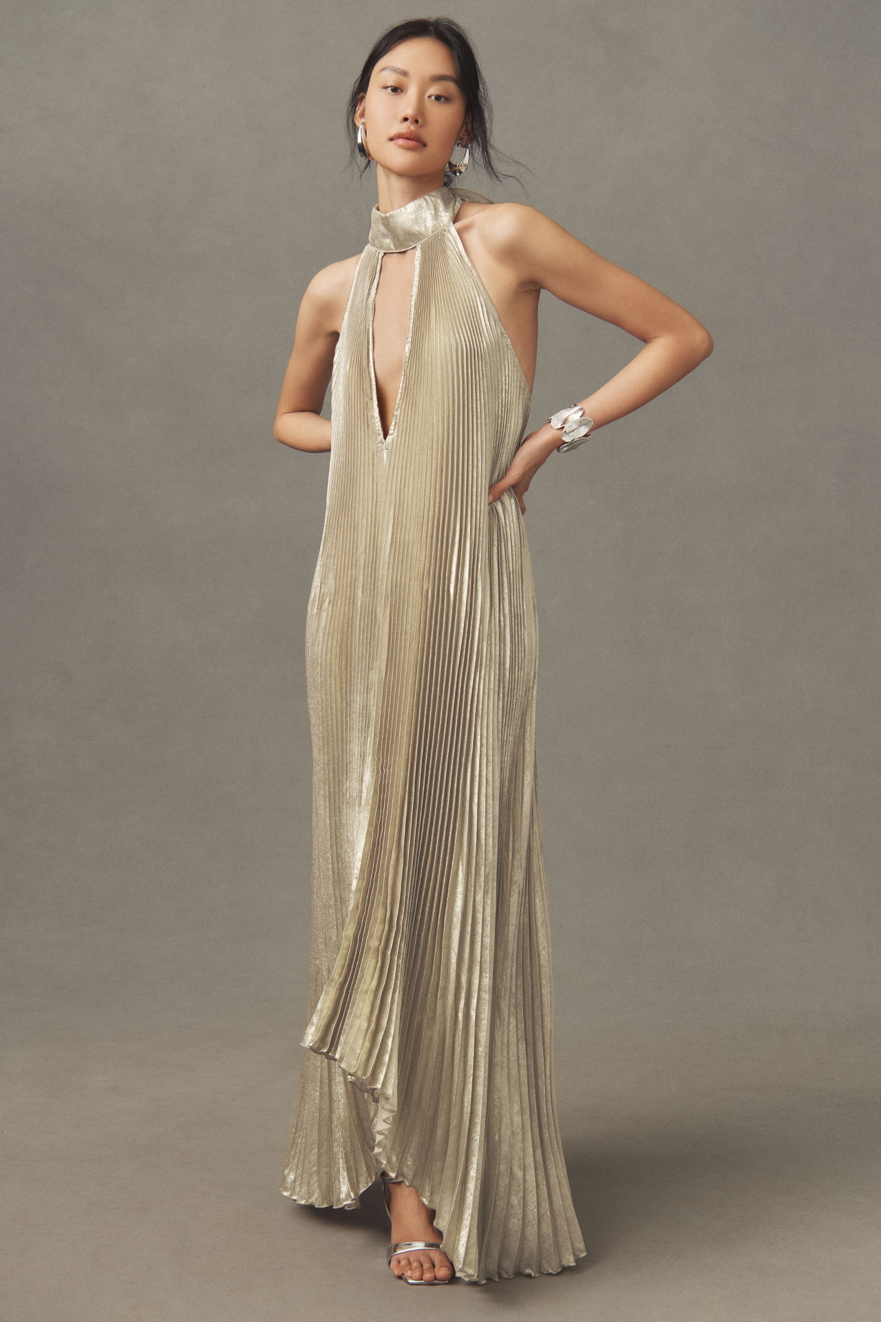 L'IDÉE Opera Halter Cutout Maxi Gown