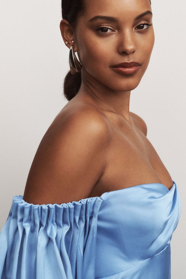 Significant Other Danika Long-Sleeve Off-The-Shoulder Satin Maxi Dress #2