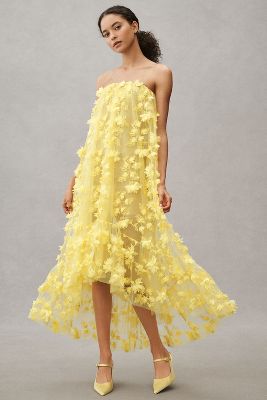 Helsi Athena Strapless Midi Gown In Yellow