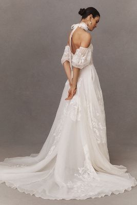 Shop Jenny Yoo Genevieve Off-the-shoulder A-line Appliqué Wedding Gown In White