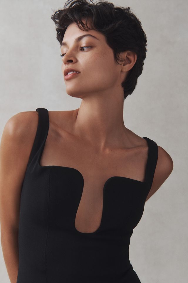 MISHA Franka Sleeveless Side-Slit Bonded Crepe Maxi Dress #4