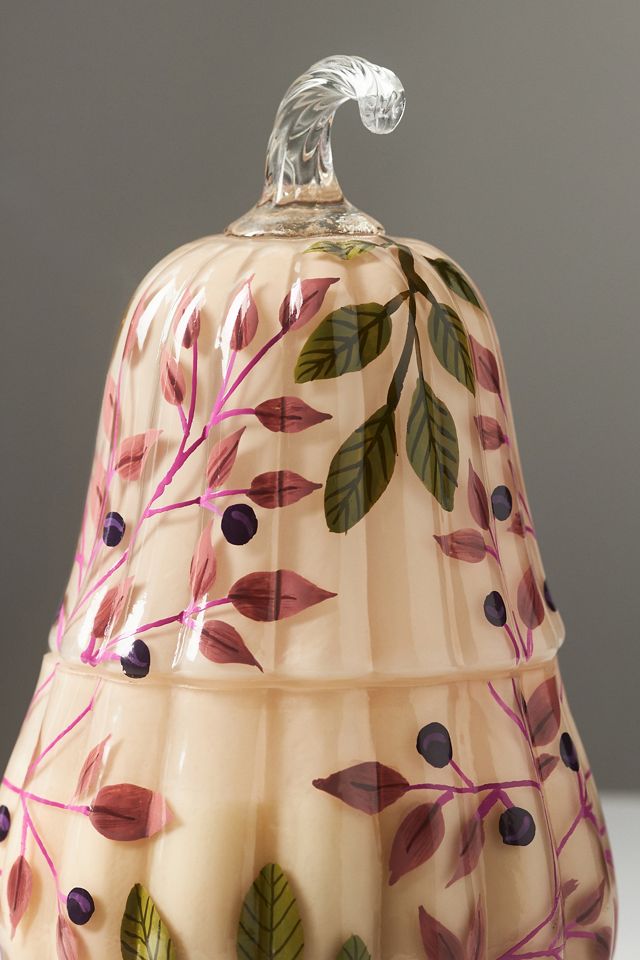 Handpainted Pumpkin & Sweet Vanilla Glass Gourd Candle #3