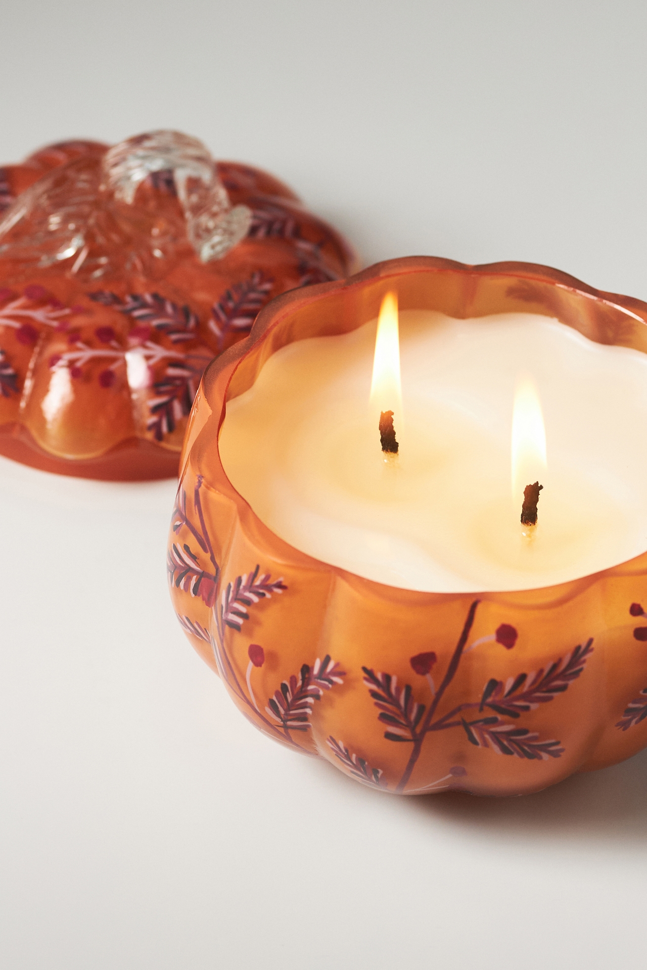 Handpainted Pumpkin & Sweet Vanilla Glass Pumpkin Candle