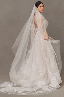 Watters Abstract Floral Veil In White