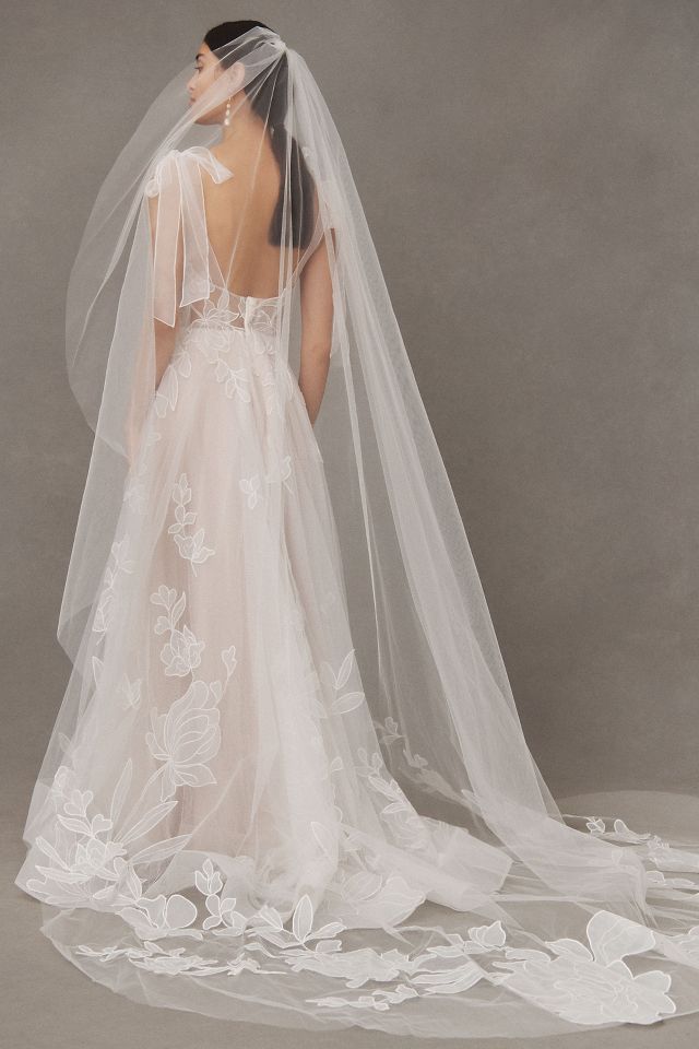 Watters Abstract Floral Veil Anthropologie