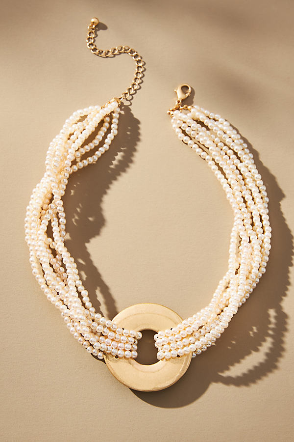 By Anthropologie Layered Pearl Collar Necklace In White