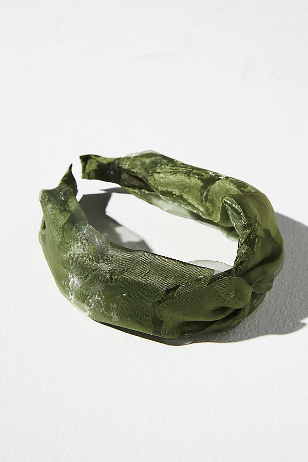Shop By Anthropologie Mesh Floral Twist Headband In Green
