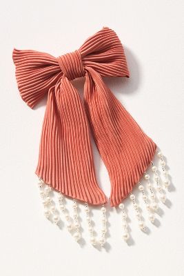 Shop By Anthropologie Pearl Fringe Pleated Hair Bow In Pink